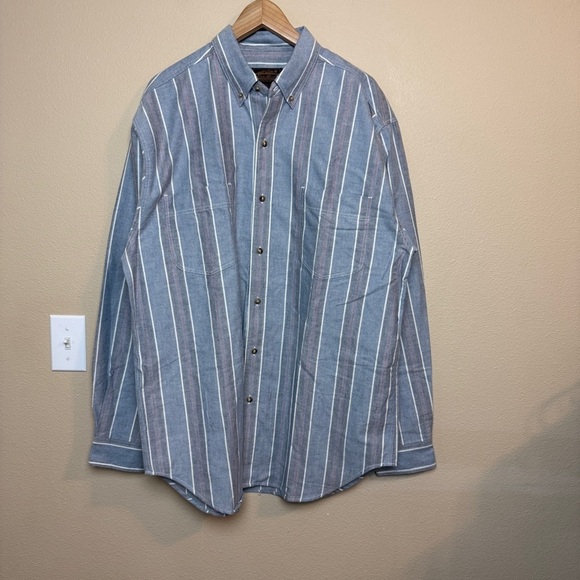 Eddie Bauer Other - Eddie Bauer Vintage 90s Blue Stripped Button Up Shirt 100% Cotton - XLT